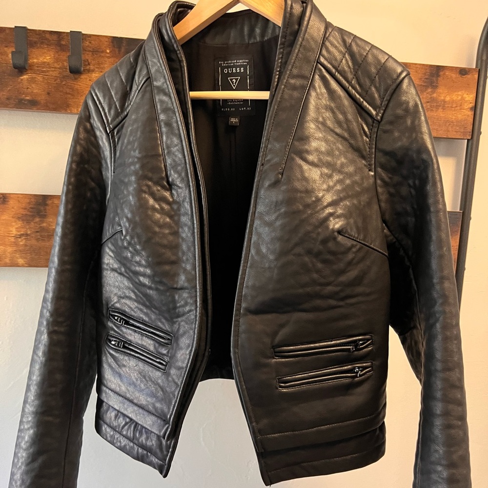 GUESS vintage leather moto biker jacket